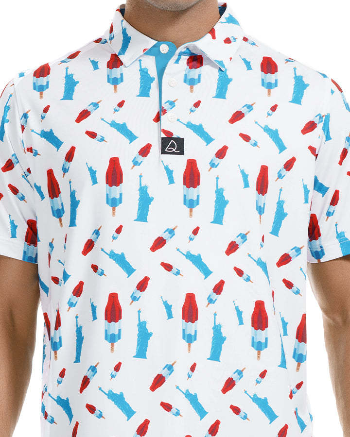America Pops White Polo - Deolax