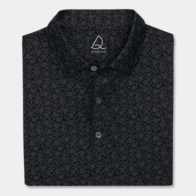 Black Artistic Floral Golf Polo 3-Pack by Deolax