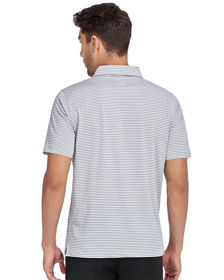 Deolax Classic Stripe Polo Shirts - Grey