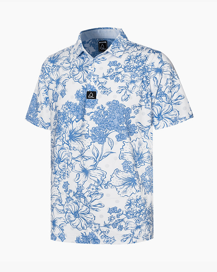 Deolax Golf Hyacinth Print Polo Shirts