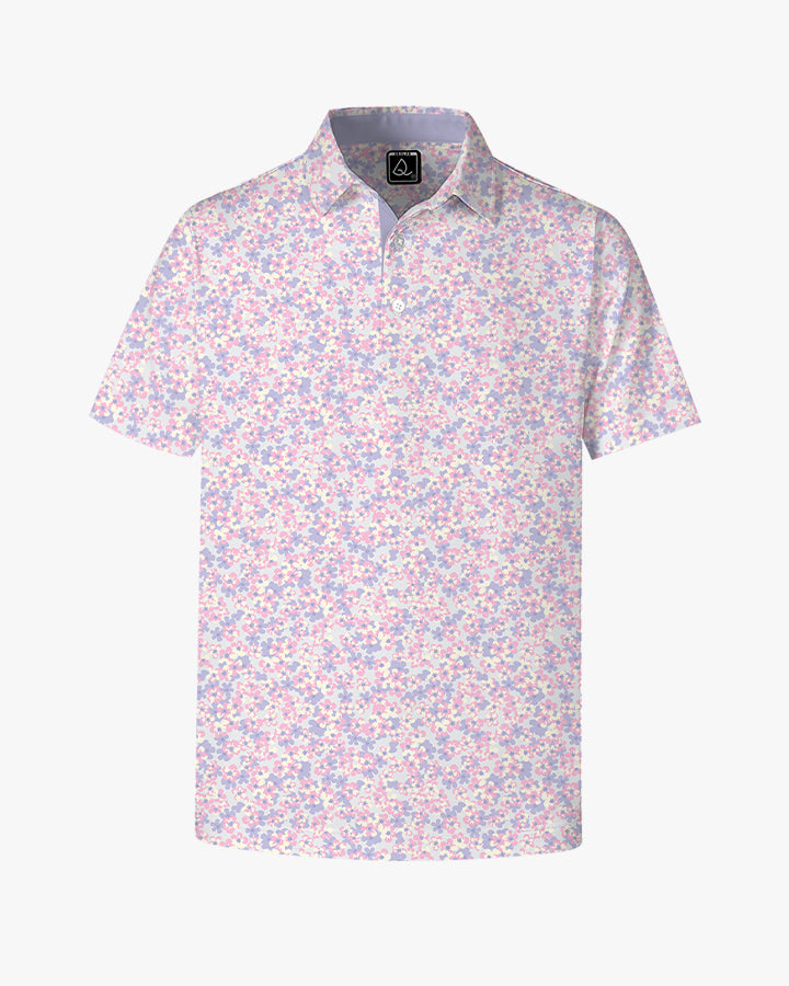 Deolax WhimsyBloom Print Polo Shirts - Purple