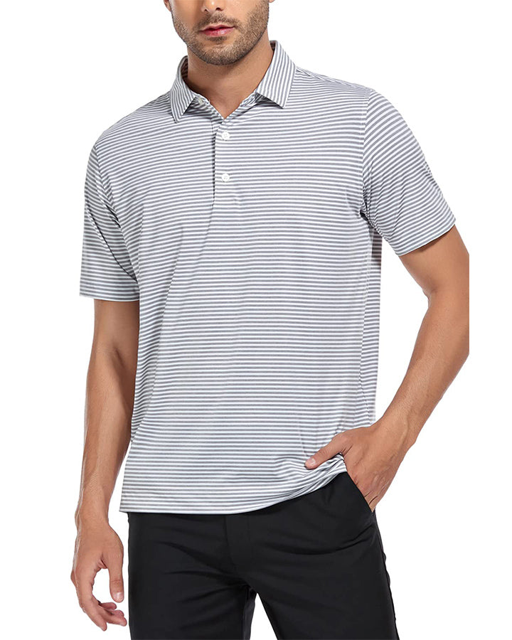 Deolax Classic Stripe Polo Shirts - Grey