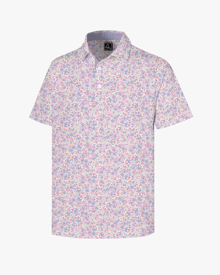 Deolax WhimsyBloom Print Polo Shirts - Purple
