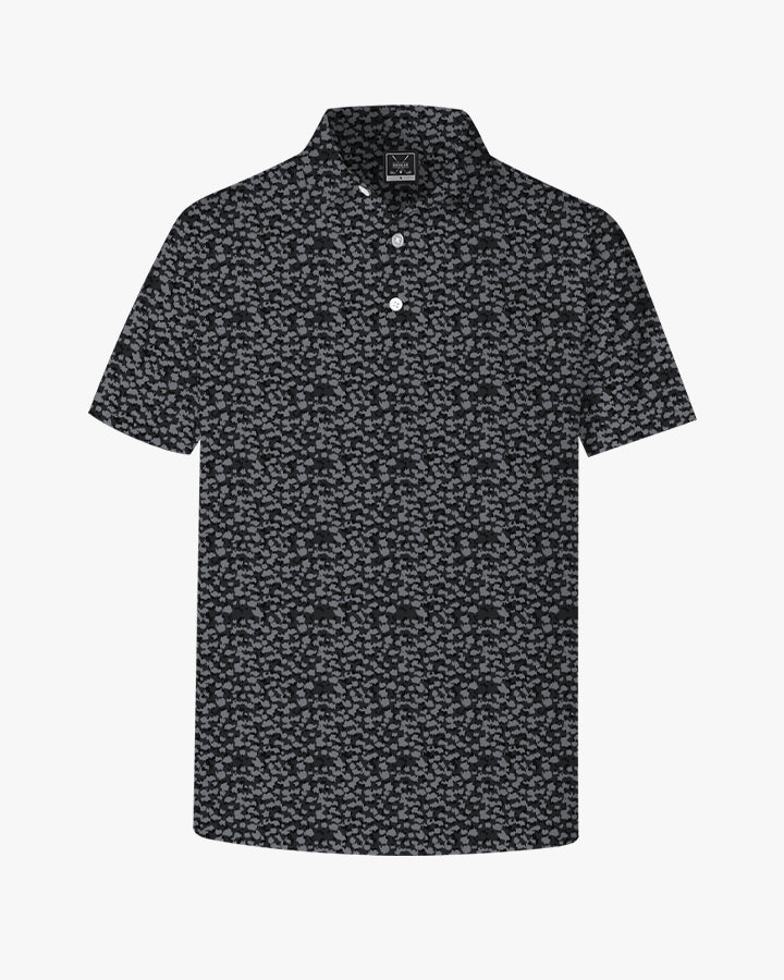 Deolax Gravel Pattern Print Golf Polo Shirts - Black