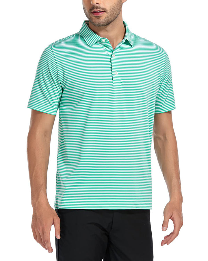 Deolax Classic Stripe Polo Shirts - Green