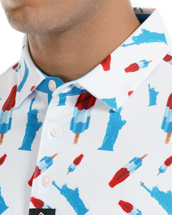 America Pops White Polo - Deolax