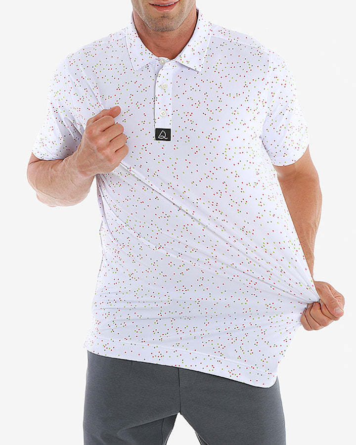 Deolax Golf Classic Dot Polo Shirts - White