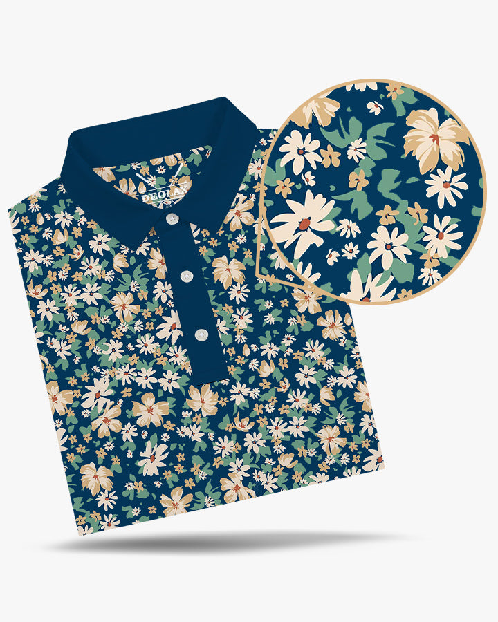 Deolax Midnight Meadow Print Polo Shirts