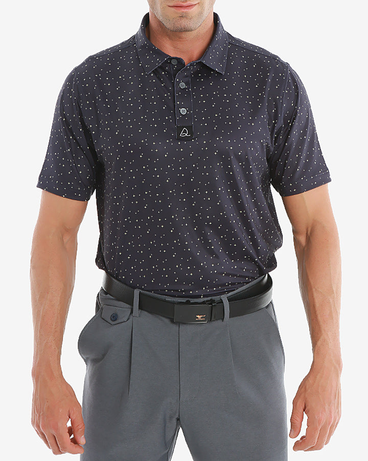 Deolax Golf Classic Dot Polo Shirts - Black