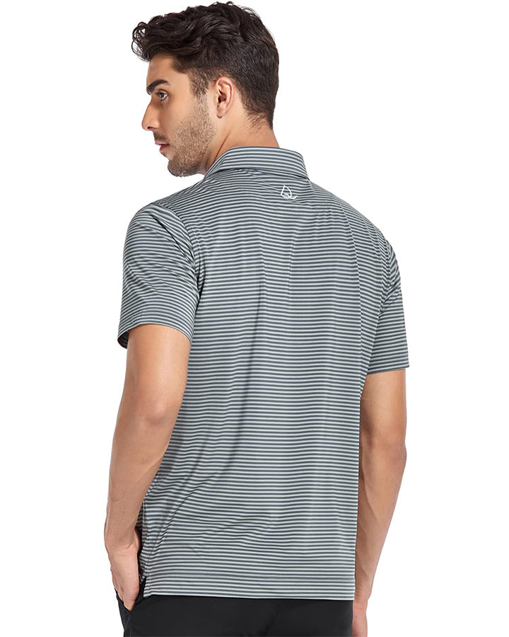 Deolax Classic Stripe Polo Shirts - Grey