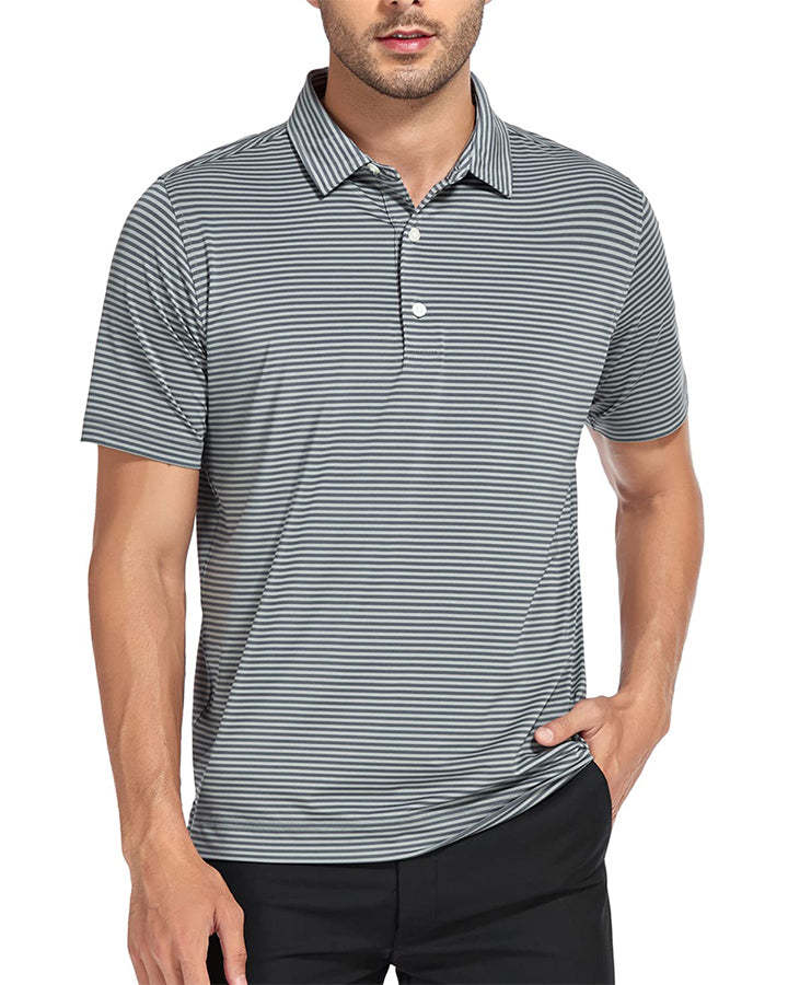 Deolax Classic Stripe Polo Shirts - Grey