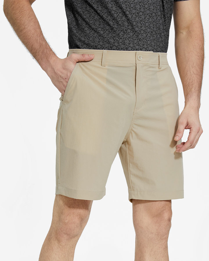 PLAYER FIT WOVEN 8" SHORT - TAN