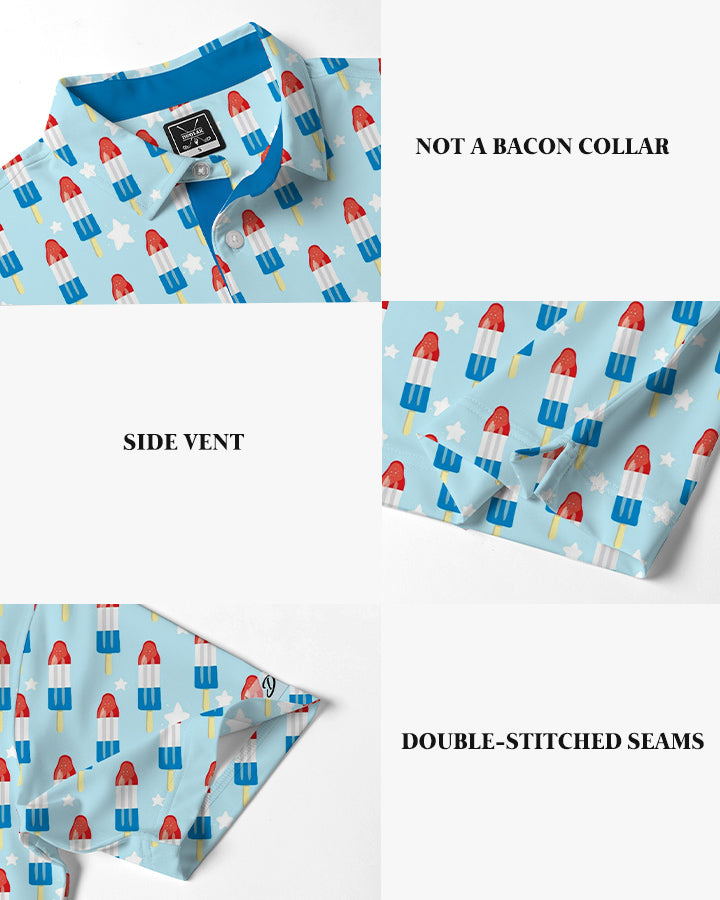 Deolax America Pops Print Golf Polo - Blue