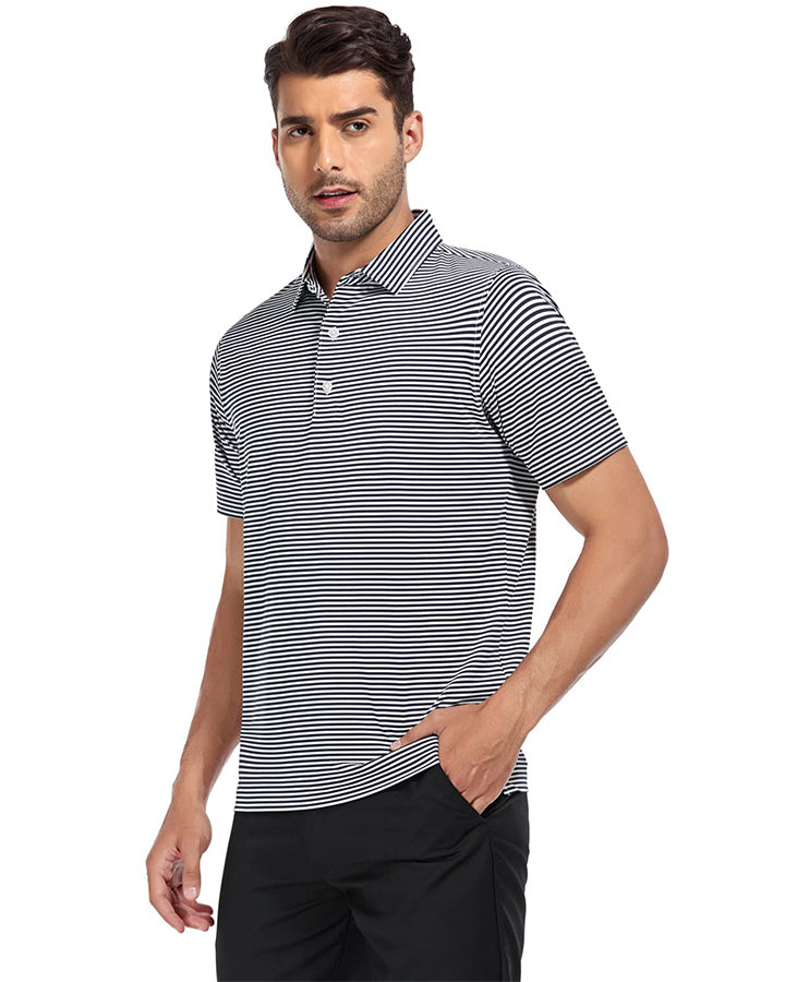 Deolax Classic Stripe Polo Shirts - Grey
