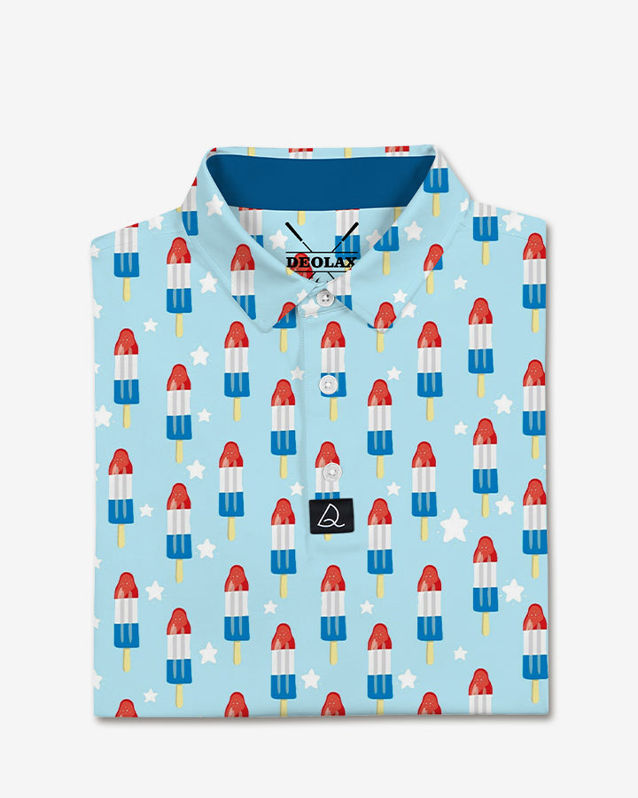 Deolax America Pops Print Golf Polo - Blue