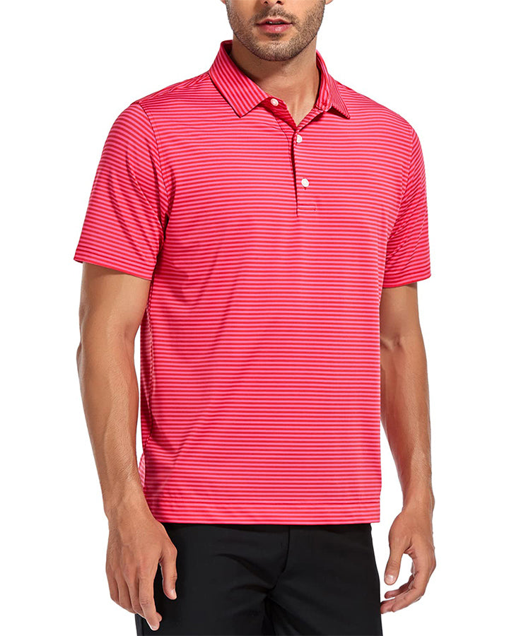 Deolax Classic Stripe Polo Shirts - Red