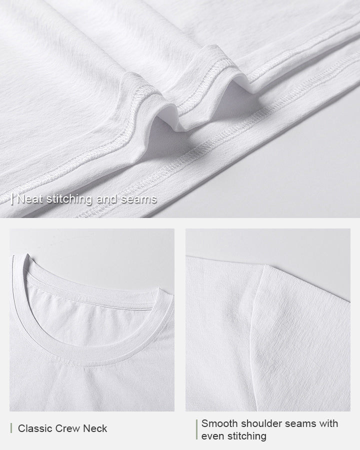 White Crew Neck T-Shirt-DEOLAX