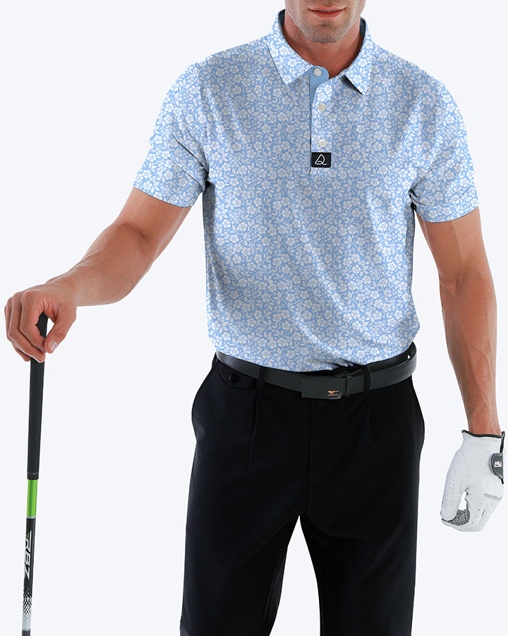 Deolax Golf Passionate Print Polo Shirts - Blue