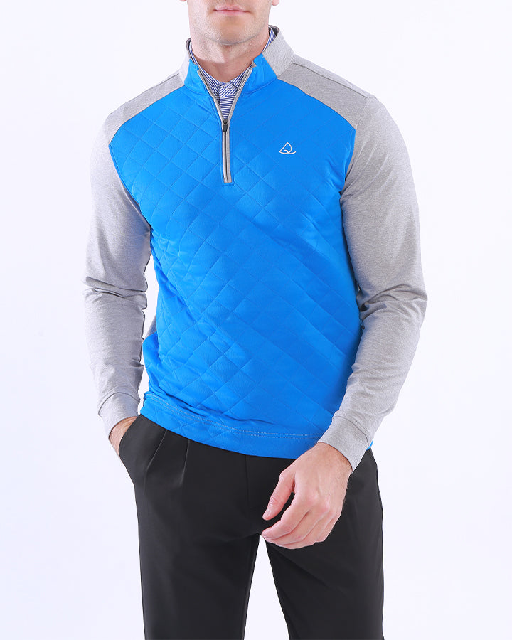 Deolax Alpha Diamond Quilted Pullover - Blue/Grey