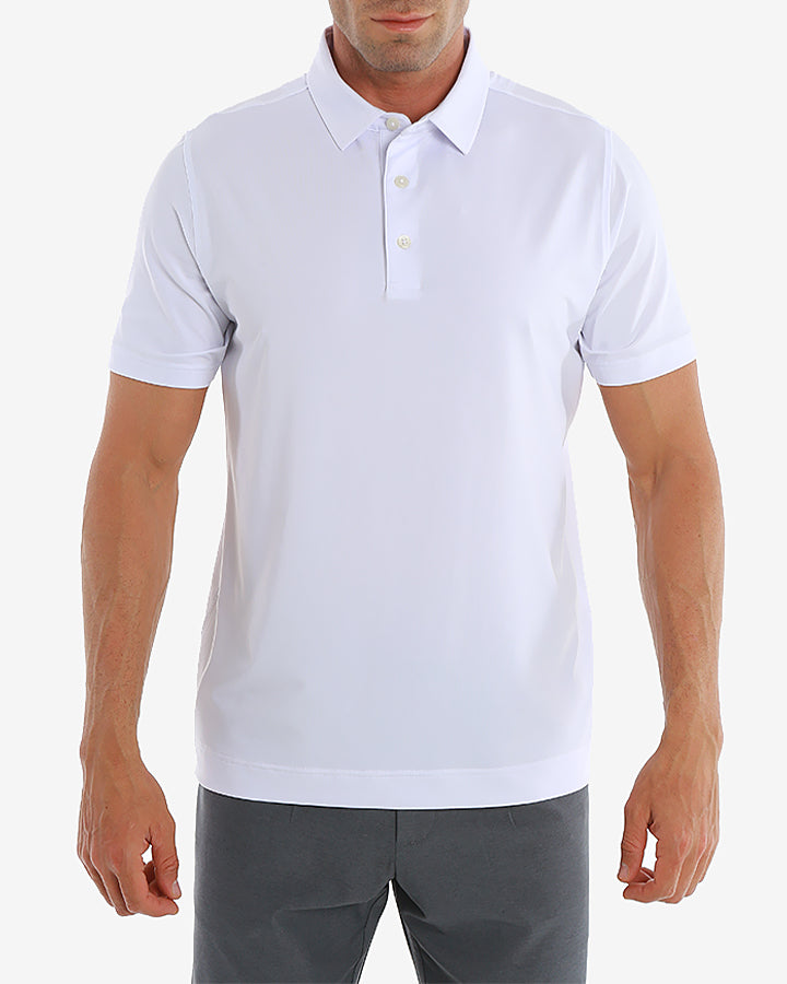 White Polo Shirt | Slim-Fit Golf Polo Shirt for Men | Deolax