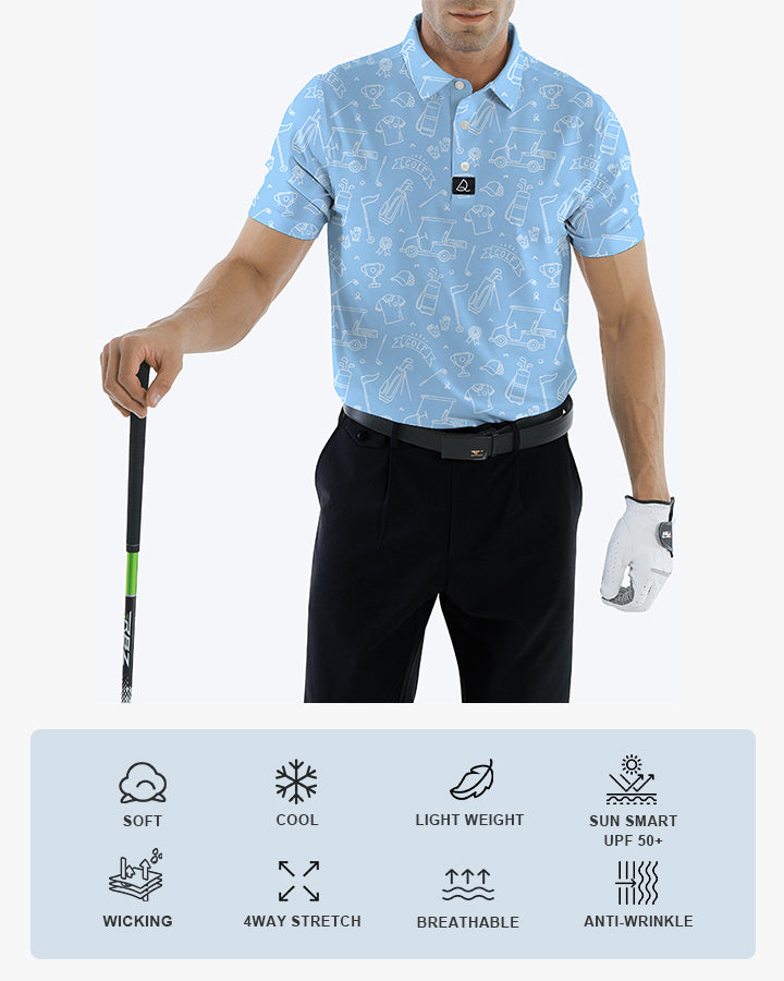 Deolax Golf Shirts Dry Fit Funny Blue Golf Polos for Men