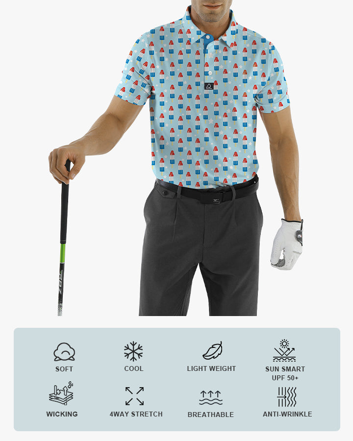 Deolax America Pops Print Golf Polo - Blue