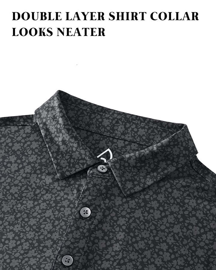 Black Artistic Floral Golf Polo 3-Pack by Deolax