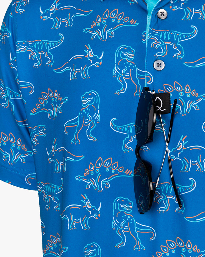 Deolax Dinosaur Print  Polo Shirts - Blue