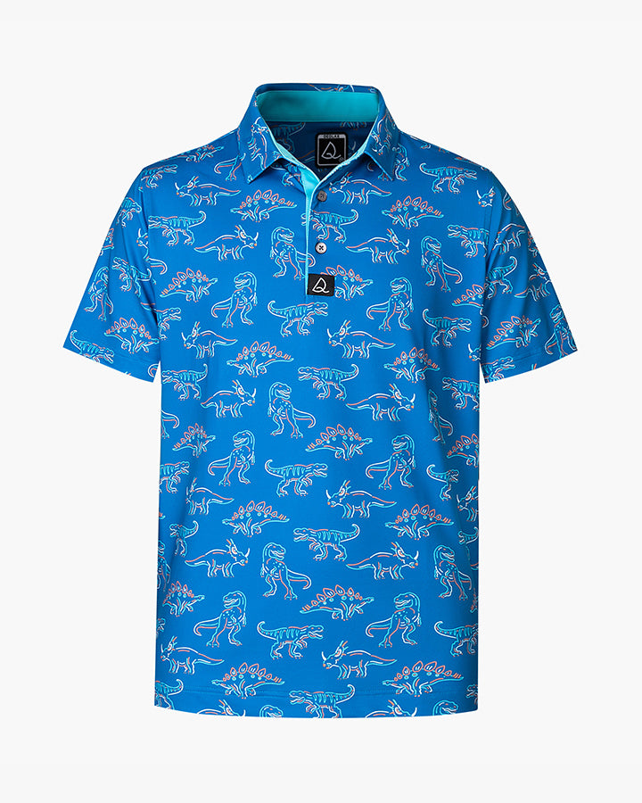 Deolax Dinosaur Print  Polo Shirts - Blue