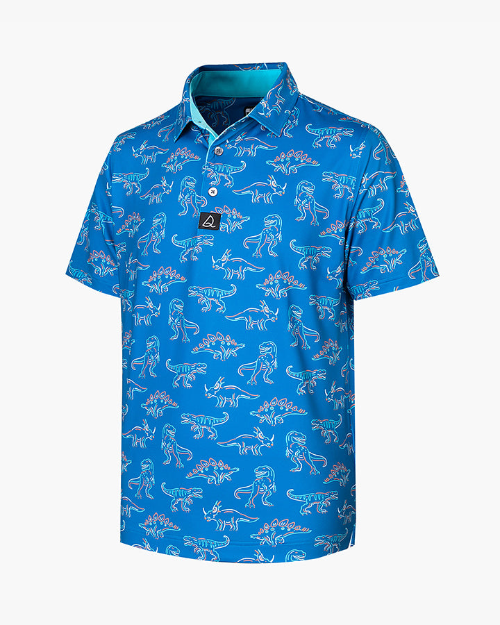 Deolax Dinosaur Print  Polo Shirts - Blue