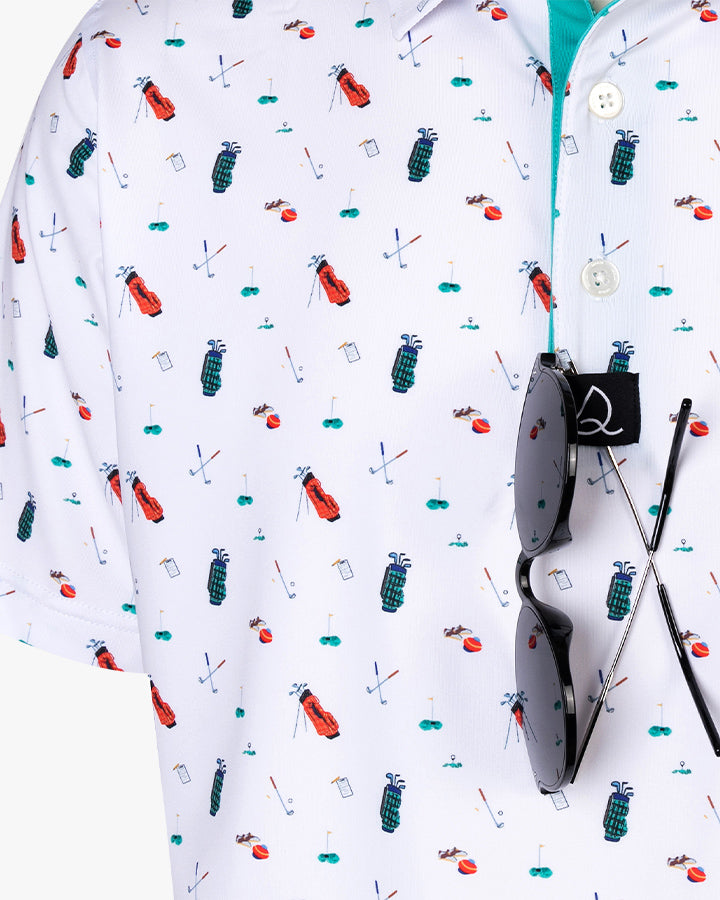 Deolax Golf Time Print Polo Shirts - White