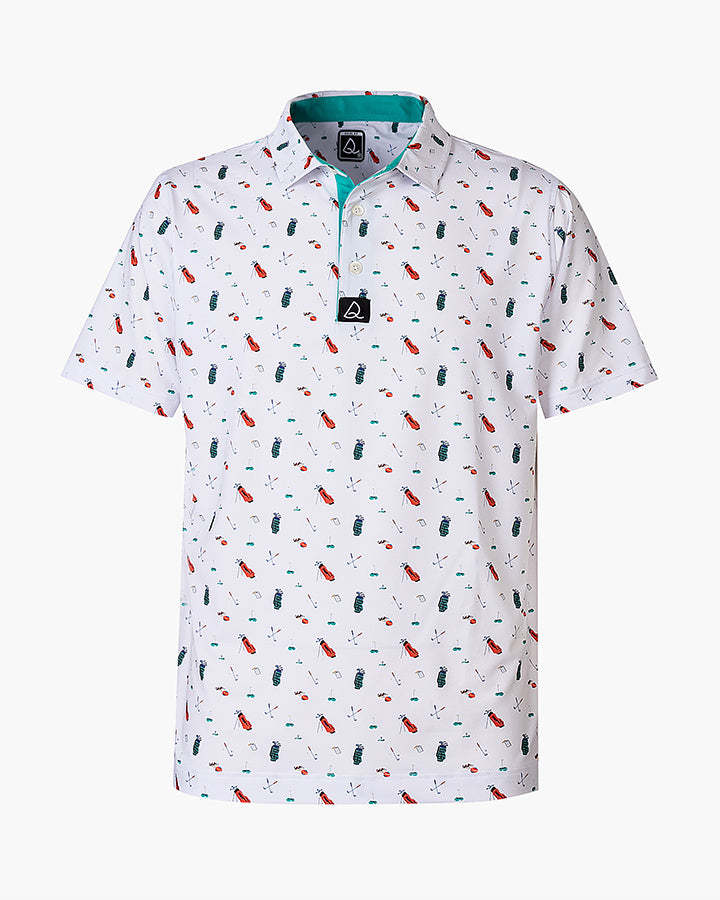 Deolax Golf Time Print Polo Shirts - White