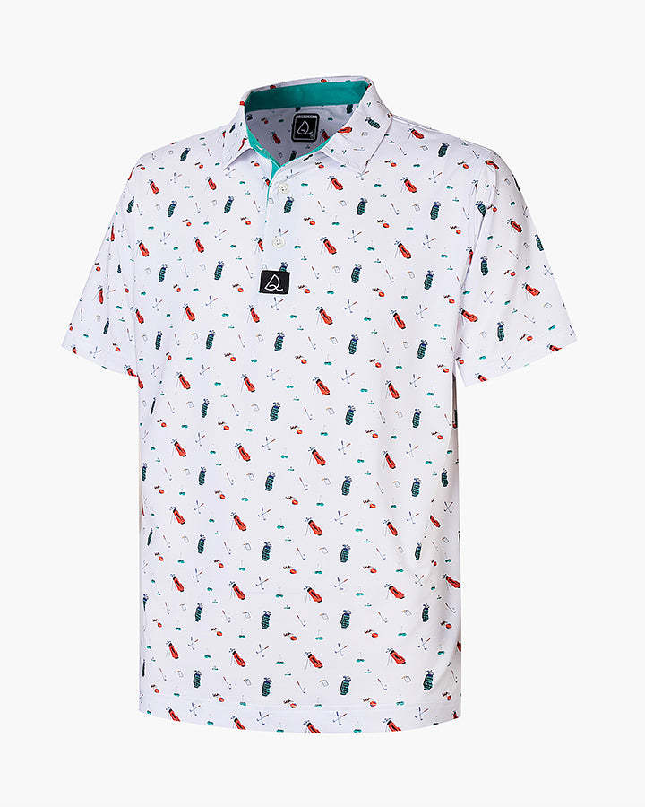 Deolax Golf Time Print Polo Shirts - White