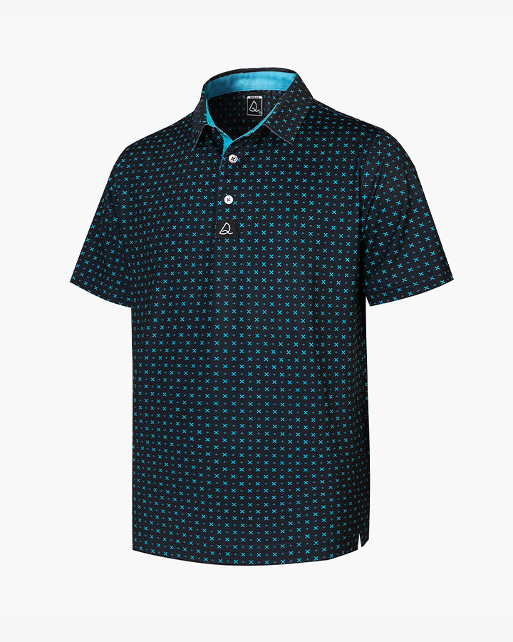 Deolax Green Dot Print Polo Shirts - Black