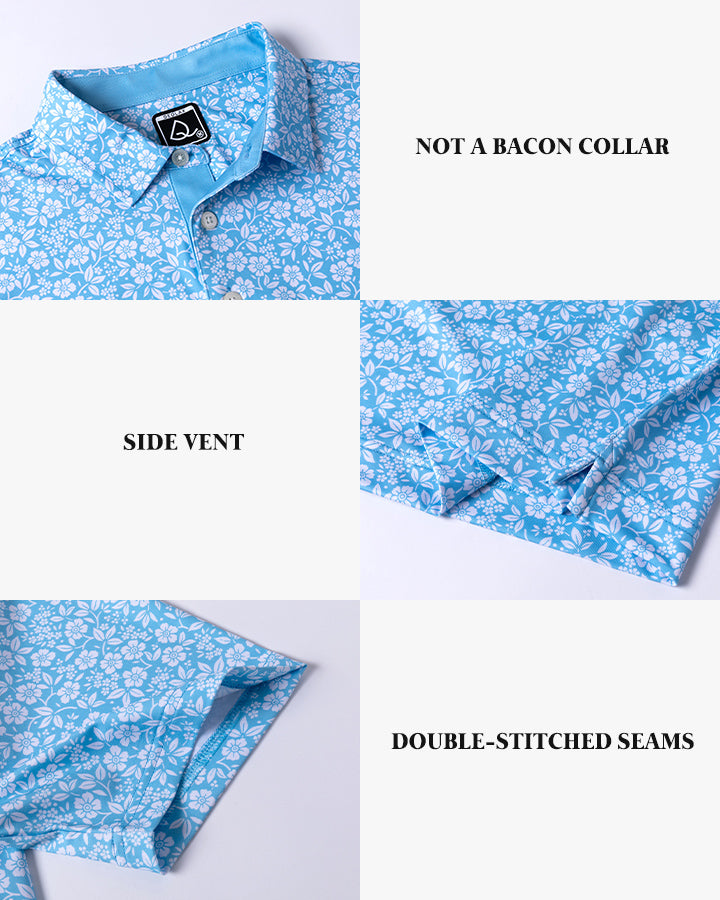 Deolax Golf Passionate Print Polo Shirts - Blue