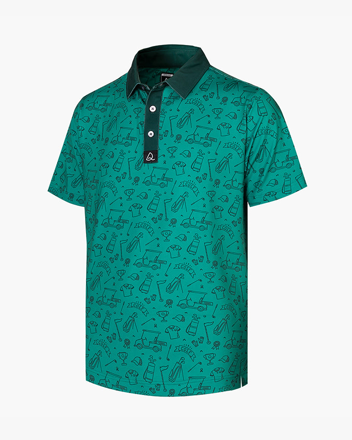 Deolax Golf Top Player Print Polo Shirts - Green
