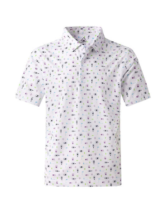 Deolax Golf Shirts For Party Transfusion Print Lisle Self Collar