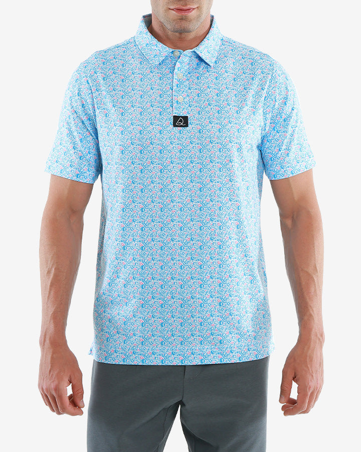 Deolax The Blackwell Shirt: Heart Print Polo - Blue