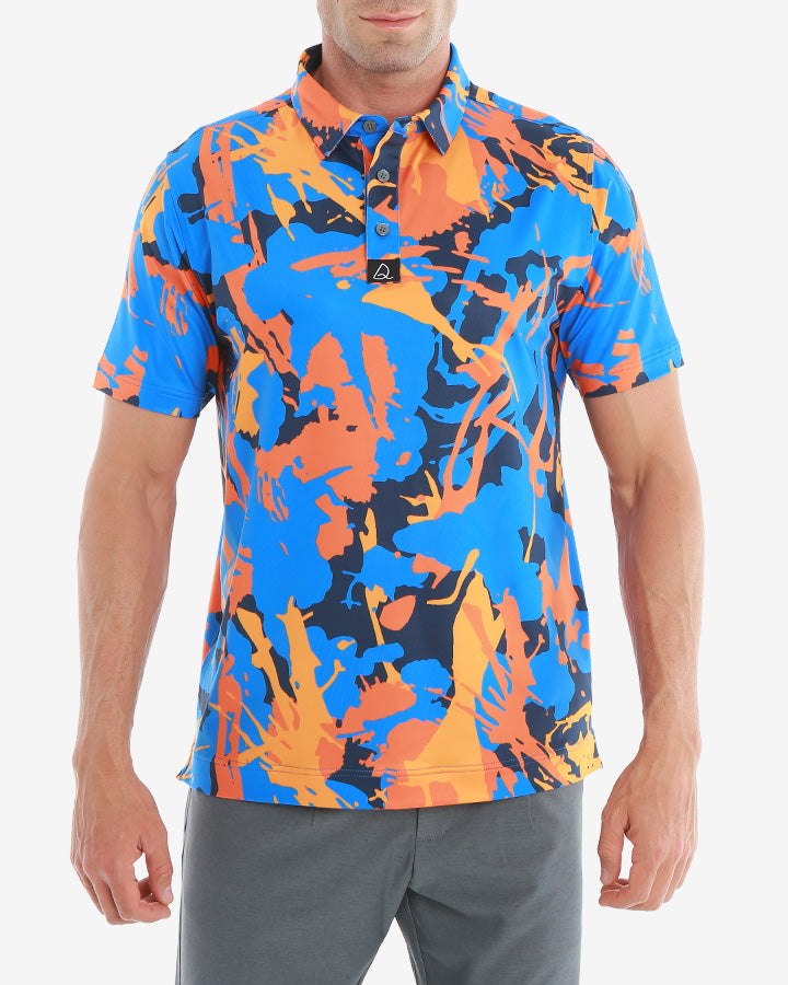 Abstract Colorful Camouflage Golf Polo -Deolax