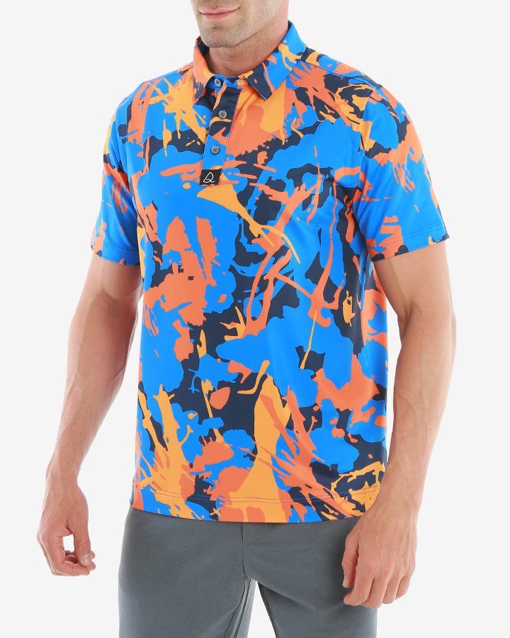 Abstract Colorful Camouflage Golf Polo -Deolax