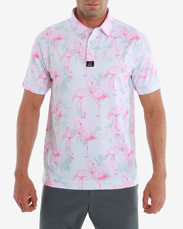 Flamingo Summer Polo Shitrs in Pink - Deolax 