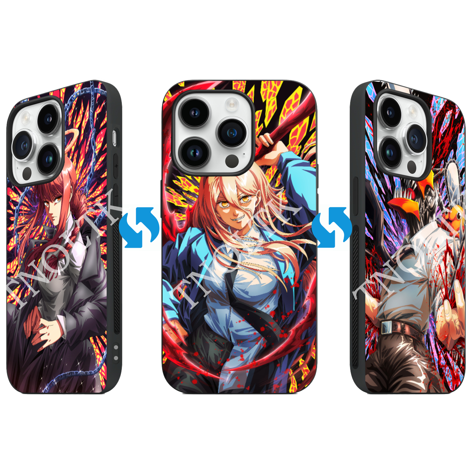 3D Motion iPhone Chainsaw Man Anime Phone Cases