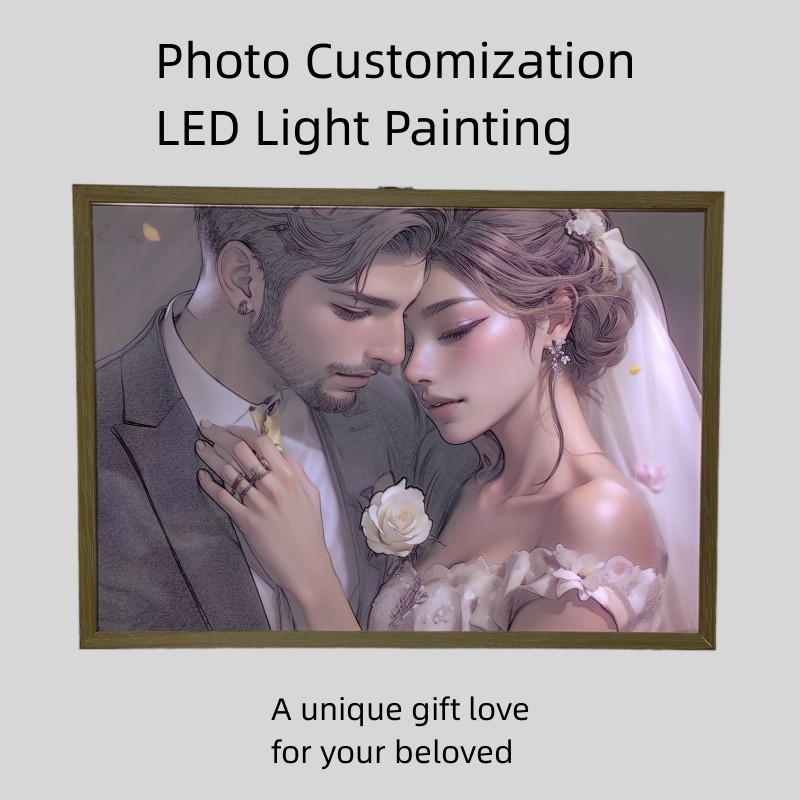 Custom Led Light Painting for Birthday Gifts Wedding Anniversary Love Photo Frame Pet Photo Frame