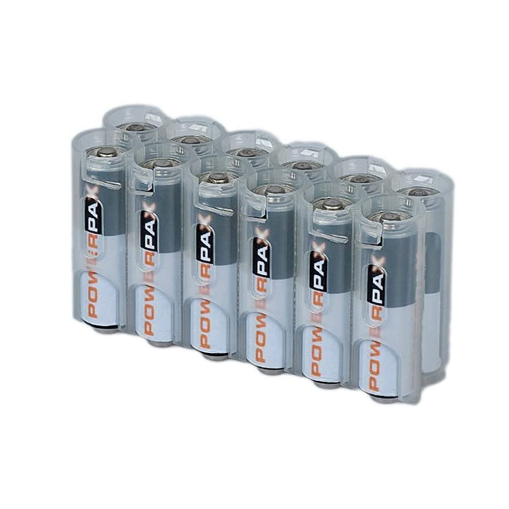 Powerpax 12-Pack AA Battery Caddy (Various Colours)