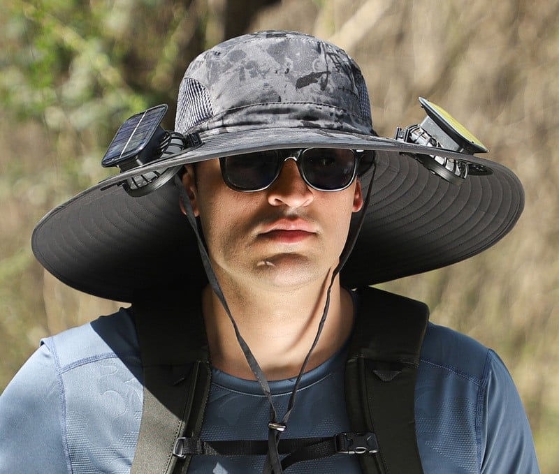  Wide Brim Solar Fan Outdoor Fishing Hat-Solar & USB