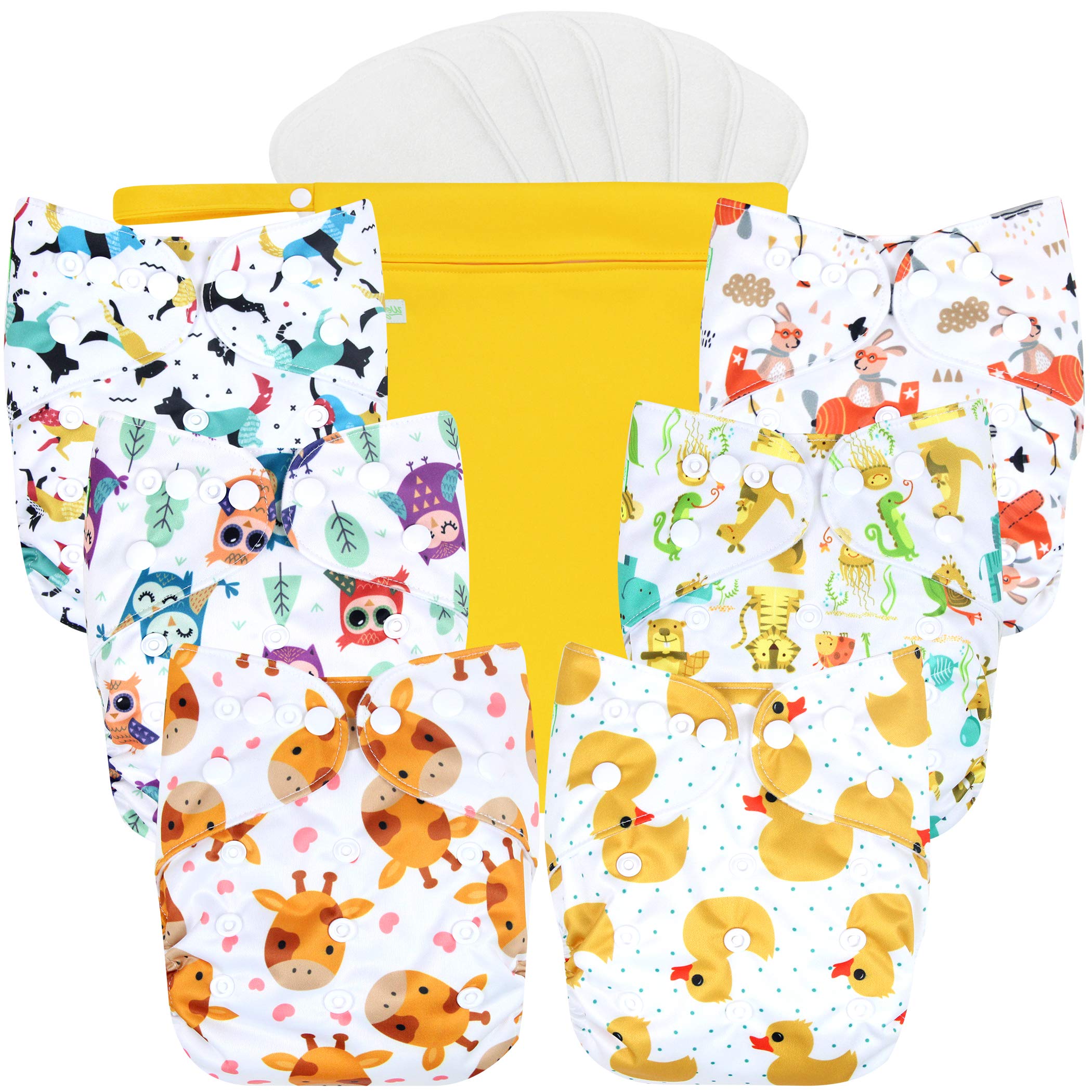 Resuable Dog Cloth Diapers, 6-Pack, 6 Inserts, 1 Wet Bag