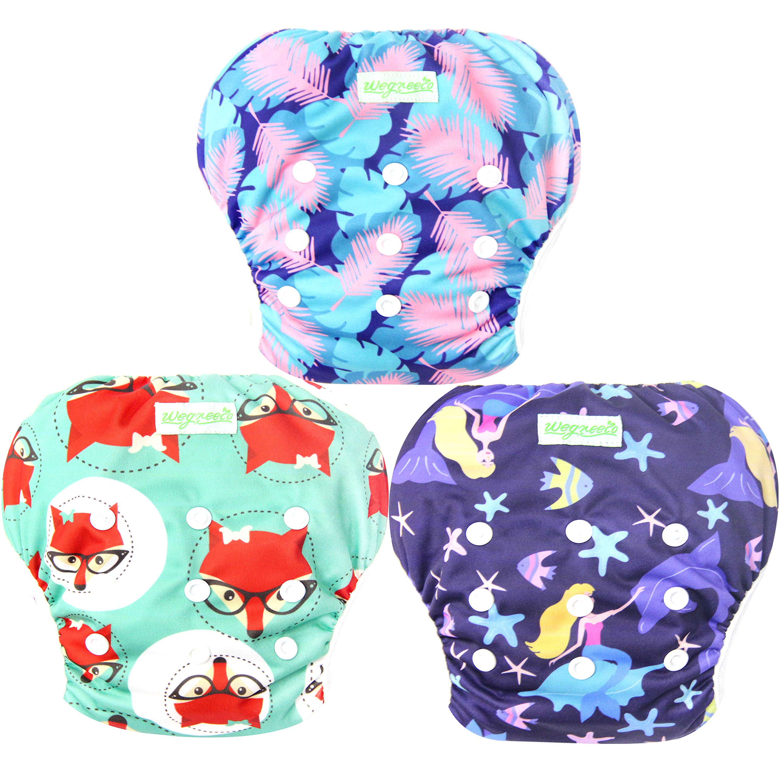 Resuable Baby Swim Diapers, 3-Pack, Multi Prints