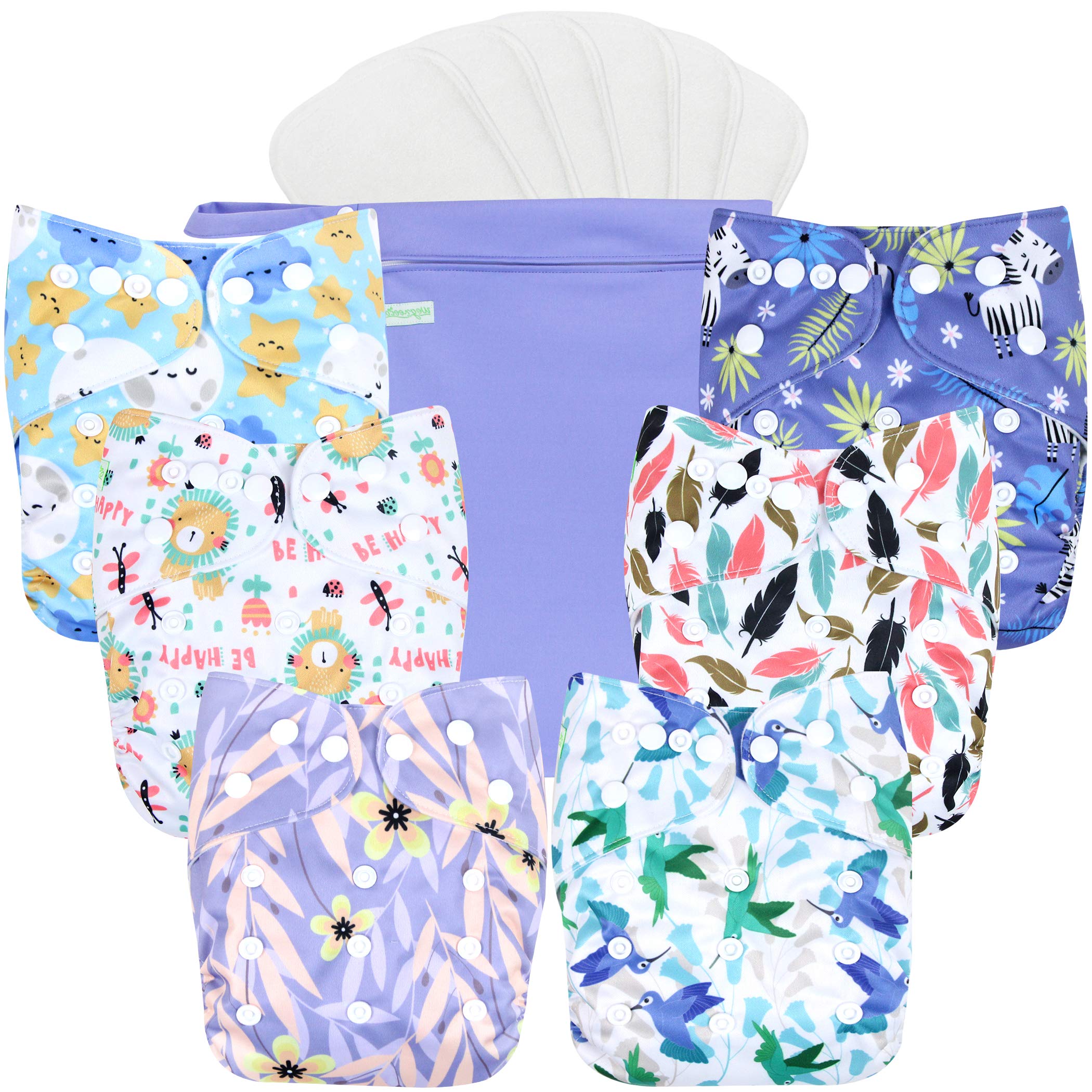 Resuable Dog Cloth Diapers, 6-Pack, 6 Inserts, 1 Wet Bag