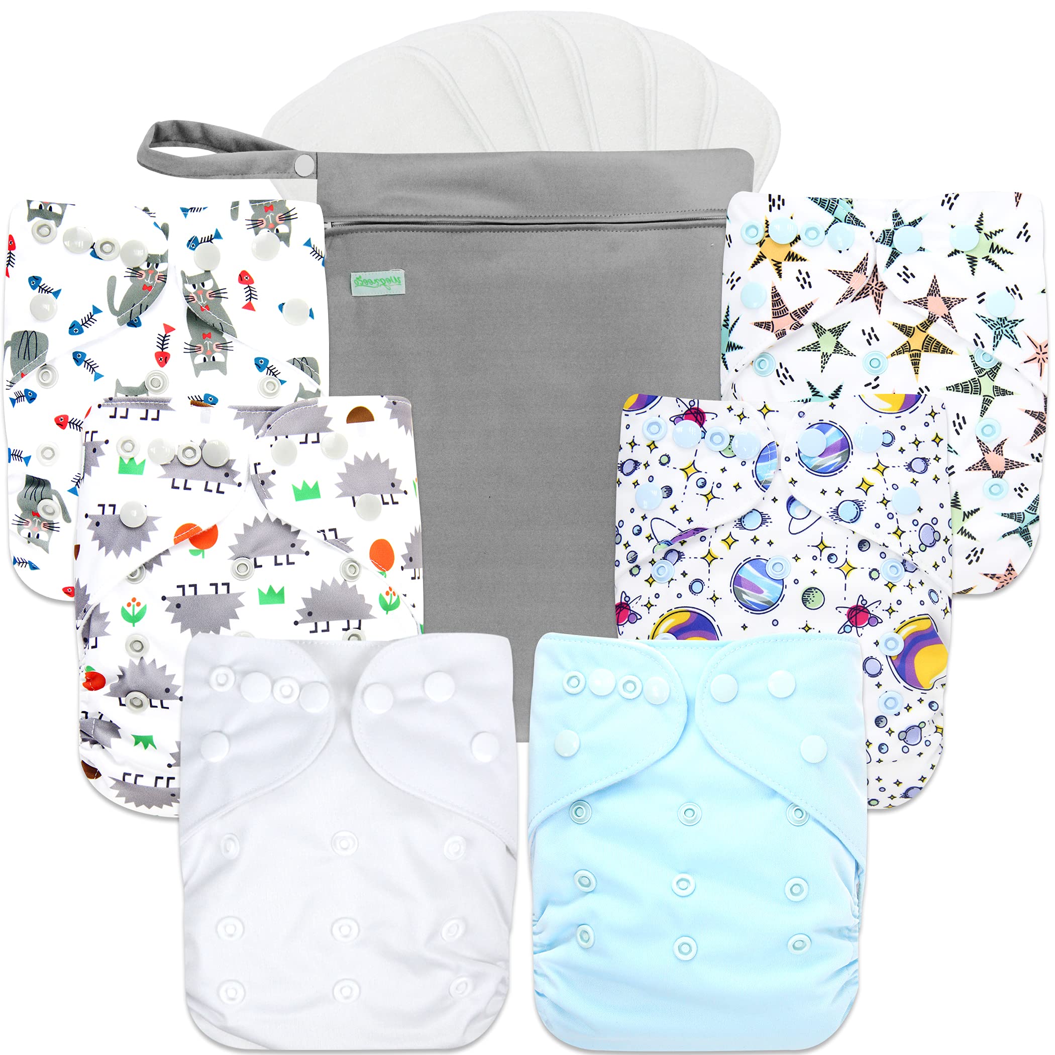 Resuable Dog Cloth Diapers, 6-Pack, 6 Inserts, 1 Wet Bag