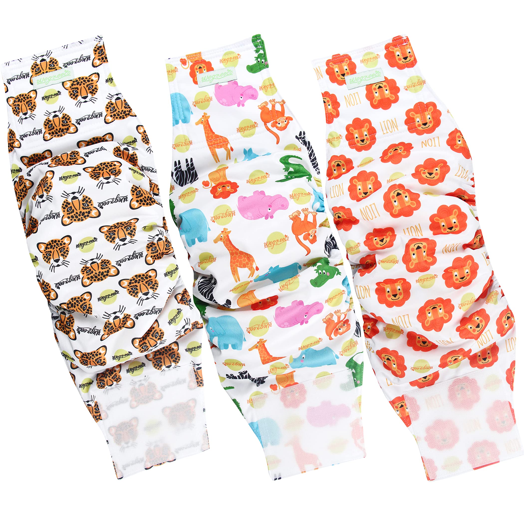 Dog Belly Band, Male Dog Diapers, 3-Pack (Lion, Tiger, Giraffe)